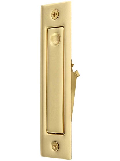 Large Pocket Door Jamb Bolt in Polished Brass.